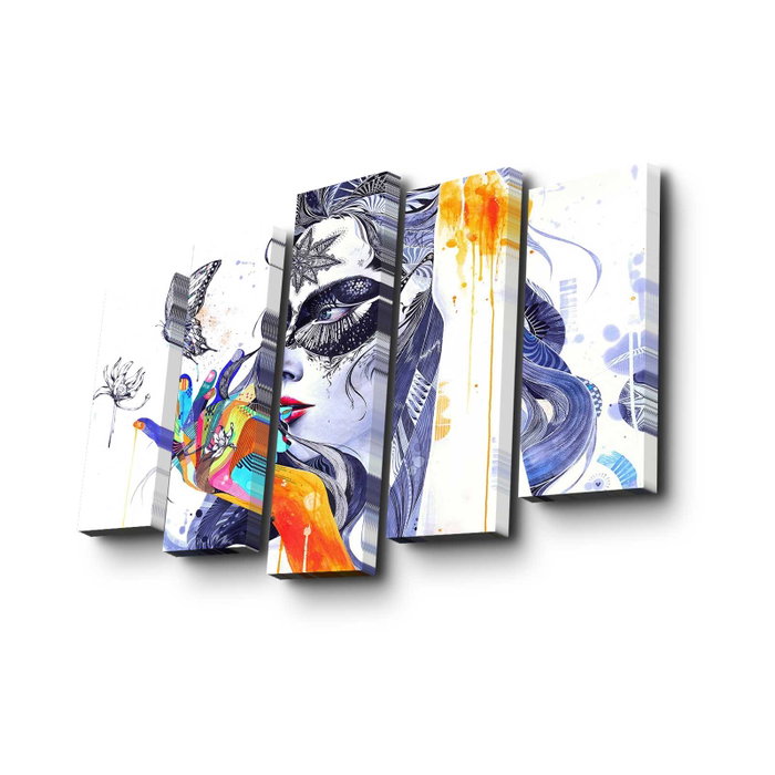 Wallity Cuadro Decorativo en Lienzo 5 Piezas Multicolor